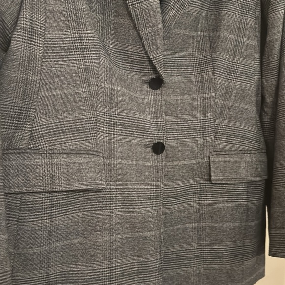 CALVIN KLEIN grey plaid ladies classic two button blazer -Sz.12 like new - Picture 7 of 9